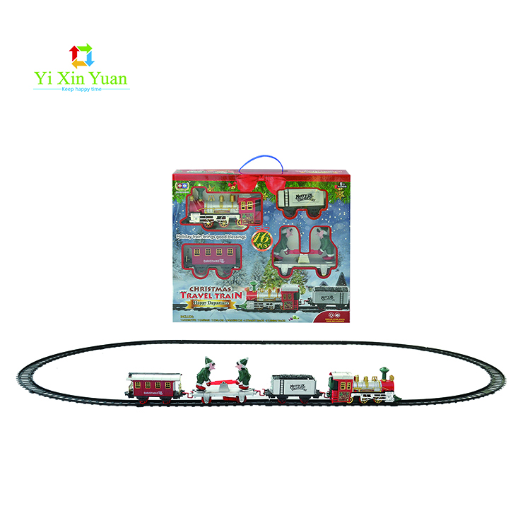 Игрушечный дом классический на батарейках Рождественский поезд с музыкой и легким пластиковым мини-поездом для детей