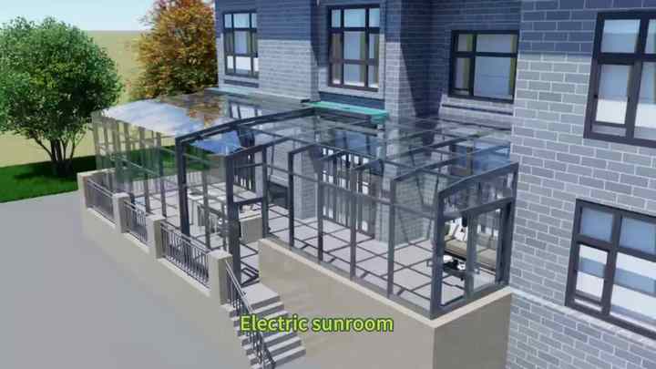 Automatic Retractable Glass Sunroom Enclosure Sloped Roof Double ...