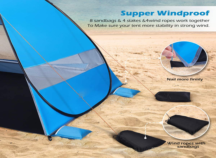 2020 Hot Selling 190T polyester PU Coated Beach Shade Tent Manufacturer, High Quality Low Price UPF50+ Pop Up Beach Tent/