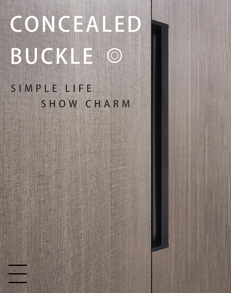 Wholesale Slotted Long Bedroom Cabinet Handle, Flush Furniture Decorative Aluminum alloy Black Handles//