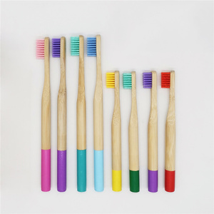 Wanuocraft 100% Biodegradable Eco Friendly Wholesale Custom Logo Adult Baby Kids Child Charcoal Nylon Round Bamboo Toothbrush
