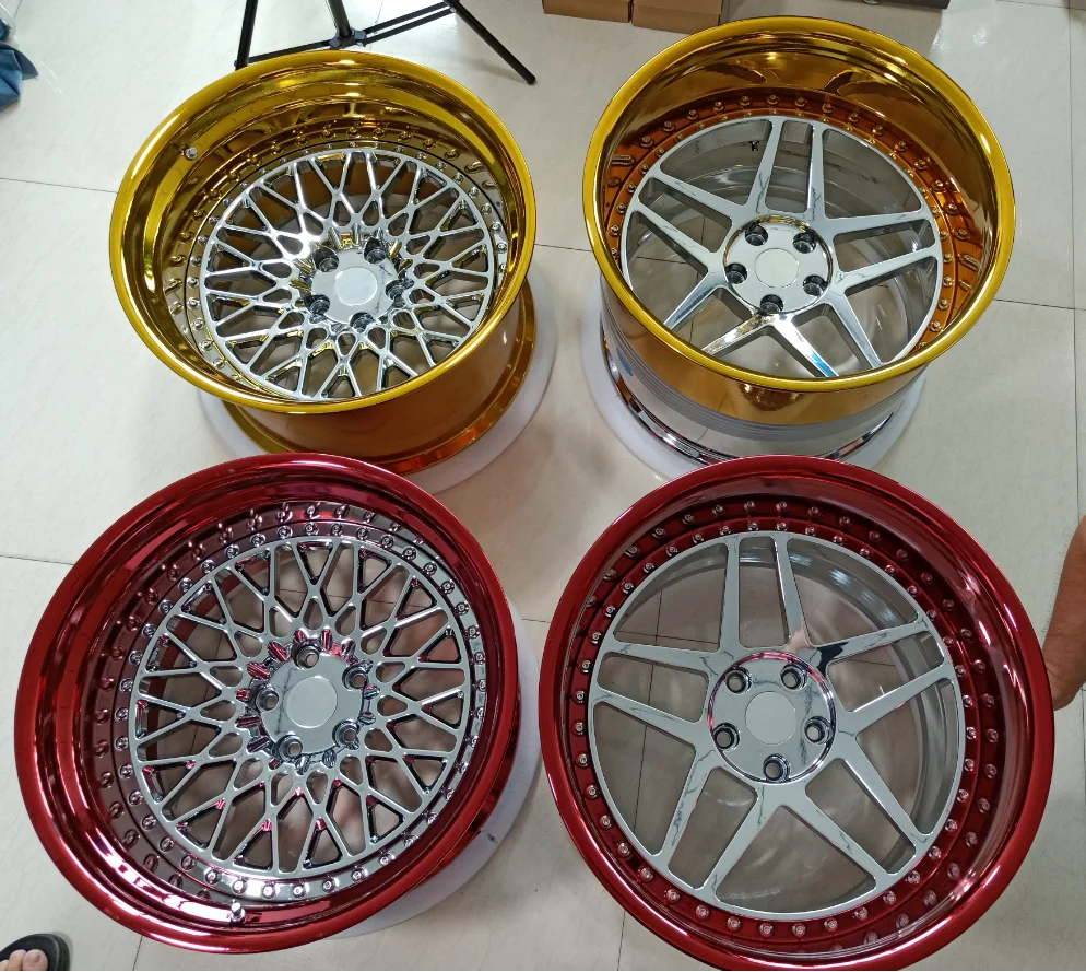 Aftermarket Design 2ピース鍛造5x10 0/ 5X112/ 5X114.3/ 5X120 White Golden Chrome Forged WheelためCar