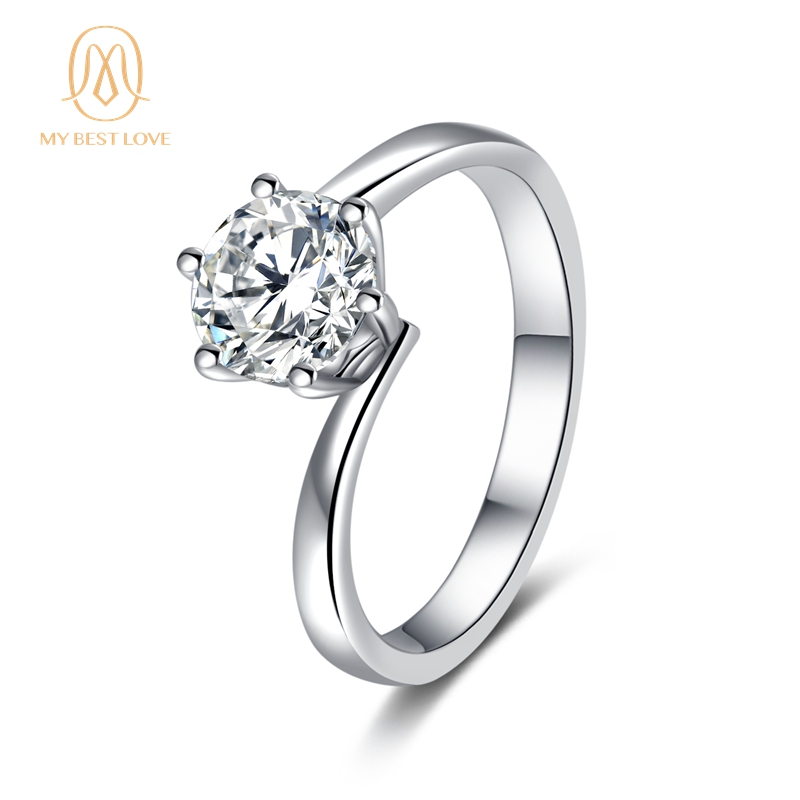 AAA GEMS Moissanite White DEF 925 Silver Stunning 1ct Engagement Moissanite Ring for Women