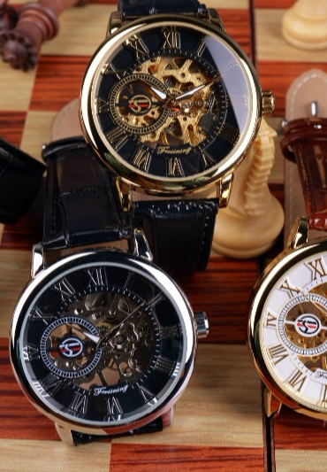 Men's Luminous Waterproof Automatic Mechanical Watch Leather Strap