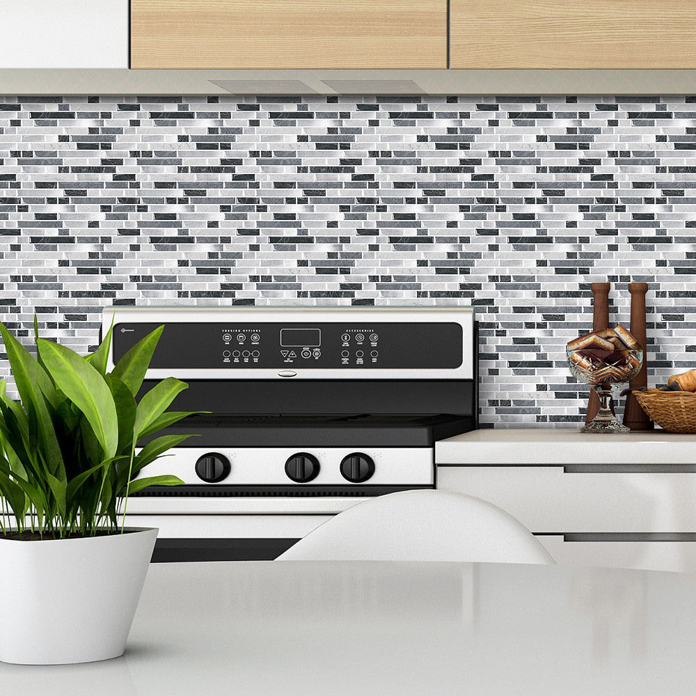 Black and white rectangular wall stickers crystal Epoxy 3D effect wallpaper beautiful luxury DIY wall stickers