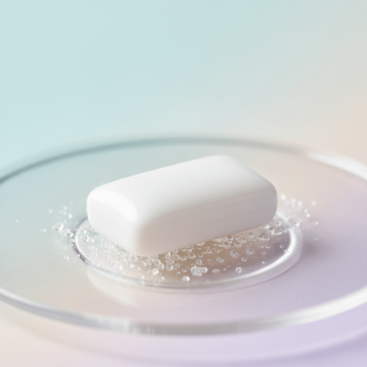 Pristine white gum with hydroxyapatite crystals on a glass dish.