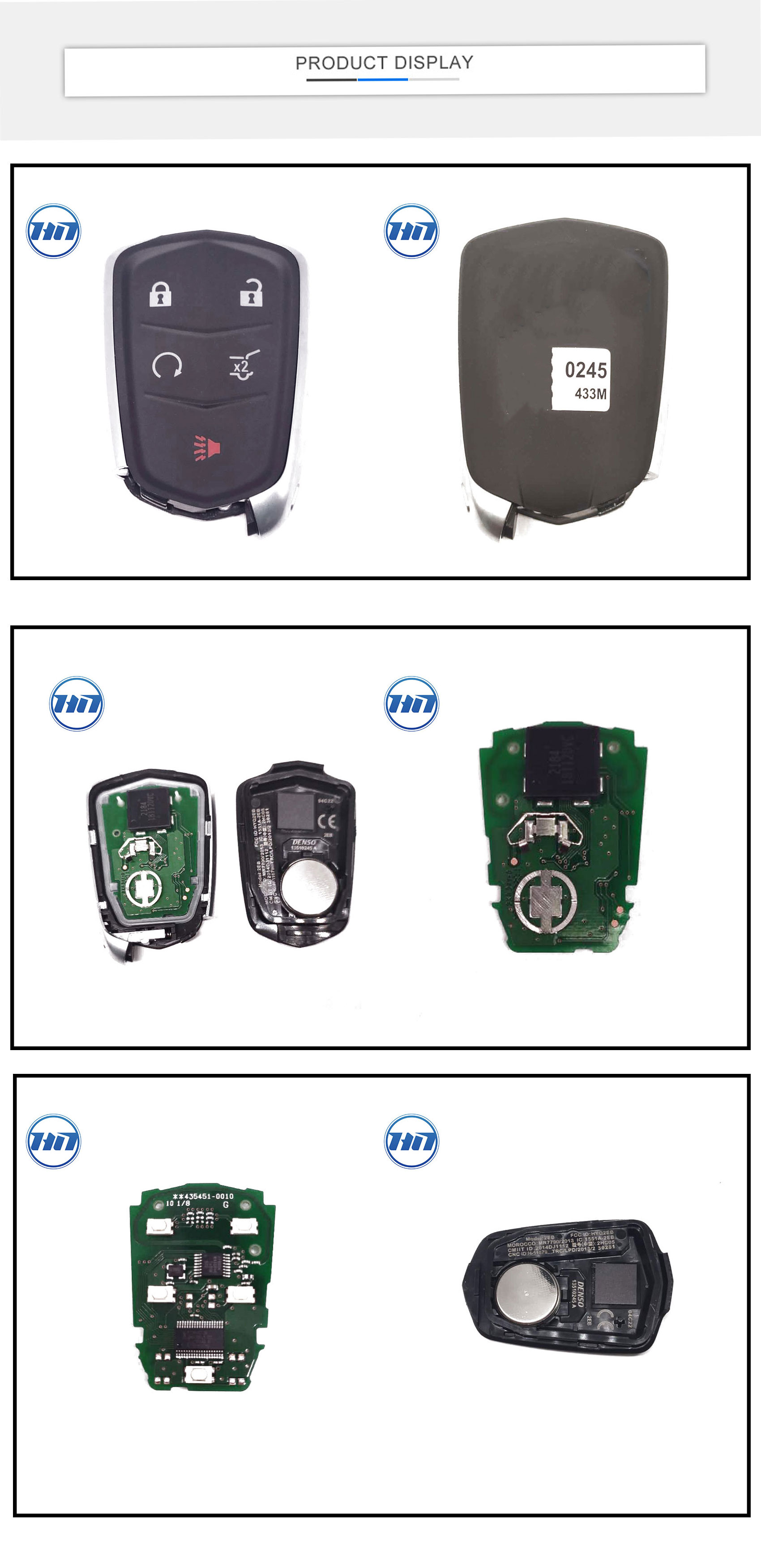 Original 433MHz(ASK) folding  remote entry with 4+1buttons smart remote key keyless fob 46 chip for XT5  FCCID  HYQ2EB Model 2EB