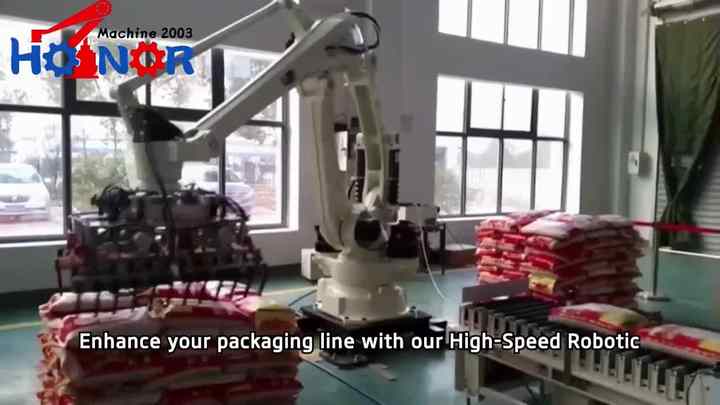 Automatic Robotic Palletizing System 25kg Bag Stacker ABB Robot ...