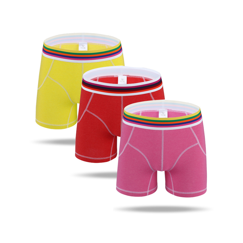 Розовые модные хлопковые мужские сексуальные трусы удлиненные спортивные шорты-боксеры для фитнеса