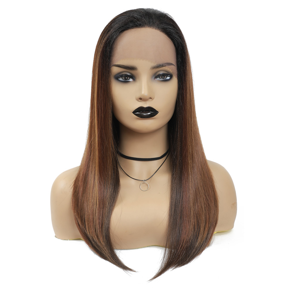 Прямые коричневые Омбре синтетические кружевные передние парики термостойкие длинные волосы 26 дюймов