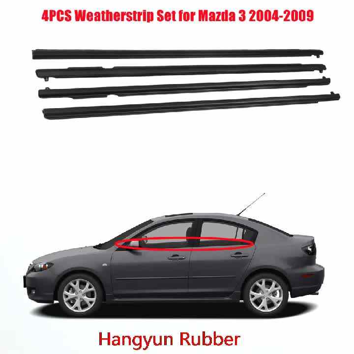Juego De 4 Burletes De Goma Para Ventanas De Mazda 3 Sedán 2004-2009 - Sellado Impermeable Antirruido