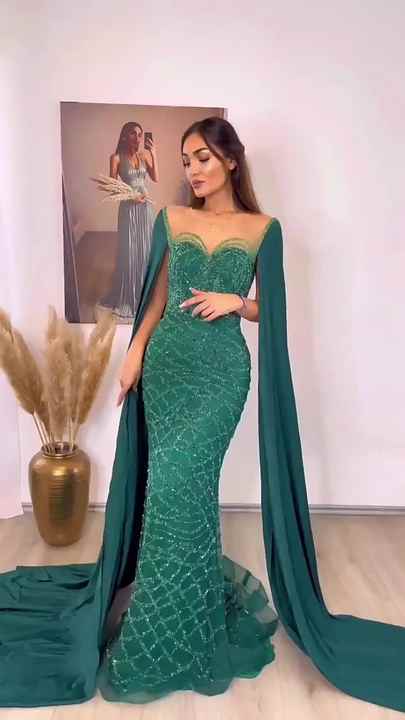 2025 Fashion Evening Dresses for Women Gowns Sexy Fishtail Maxi Dress  Dinner Party Dress African Beading Clothing