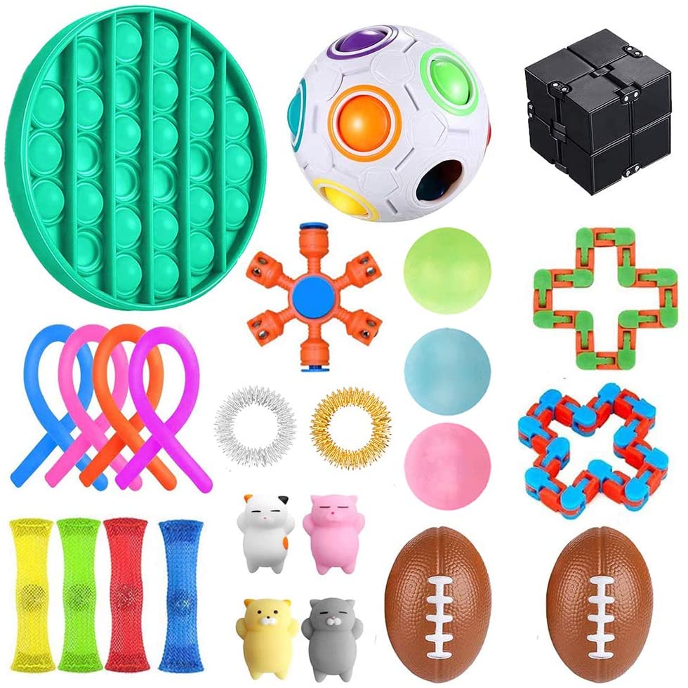 Gazaar 24 Pcs Fidget Toys Set Sensory Toys Pack Squeezing Anti-Stress Toys Special Toys Assortment for Kids and Adults Party Favors
