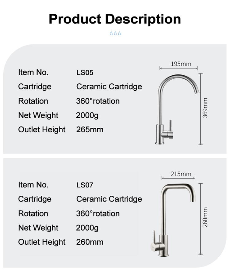 High Quality Sanitary Ware Stainless Steel Hot And Cold Single Handle Deck Mounted Sink Water Mixer Tap Robinet Kitchen Faucet