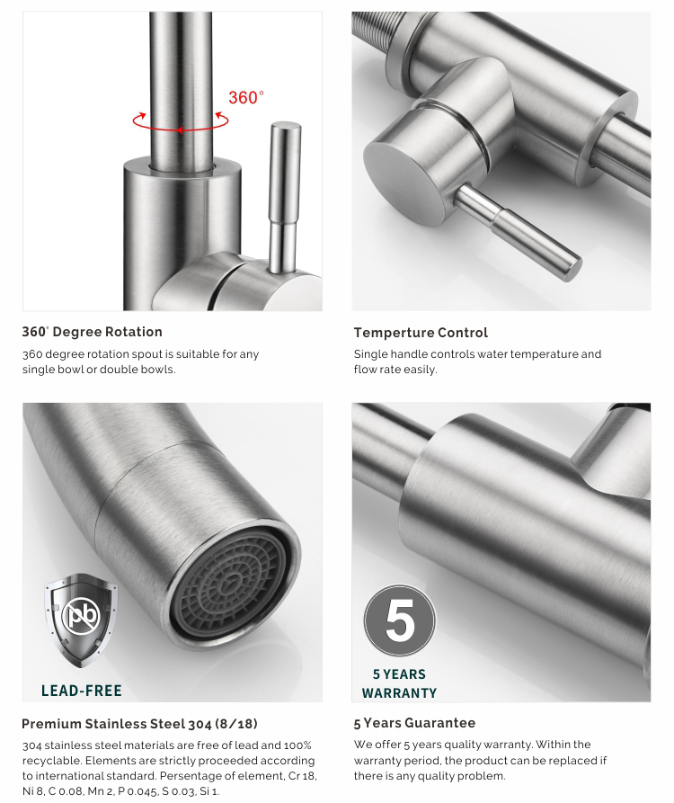 Cheap 304 Stainless Steel Kitchen Faucet Watertap For Sink