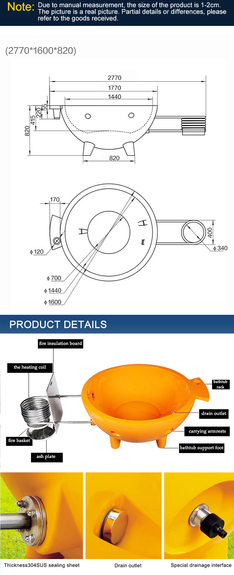Many color fiber Glass Waltmal dutch outdoor 6 person wood burning hot tub