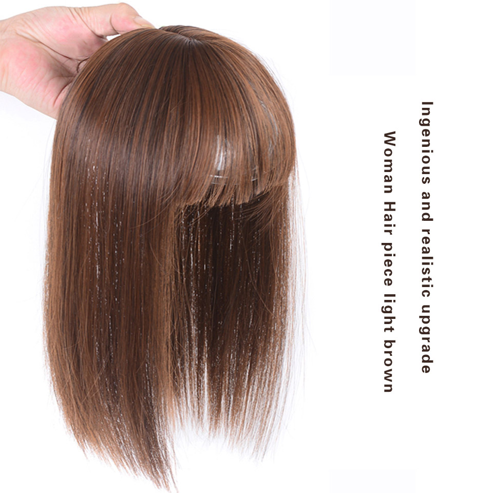 Шелковистые прямые вплетаемые синтетические волосы, женские волосы, натуральный цвет, бахрома, верхнее закрытие, заколки для волос, заколки для волос