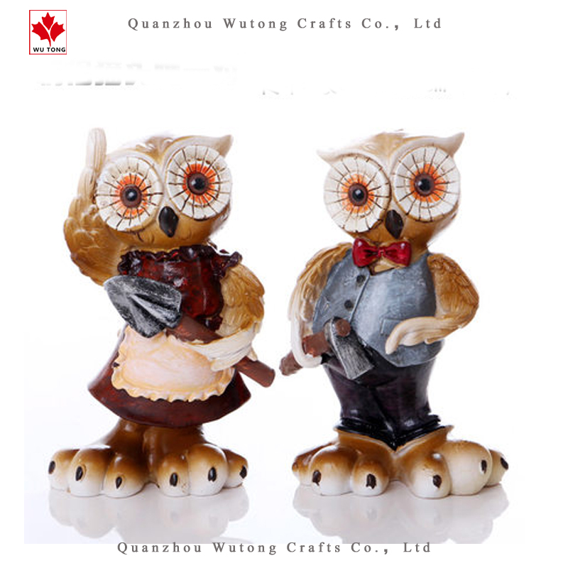 Пользовательские смолы животных сова статуя для домашнего украшения