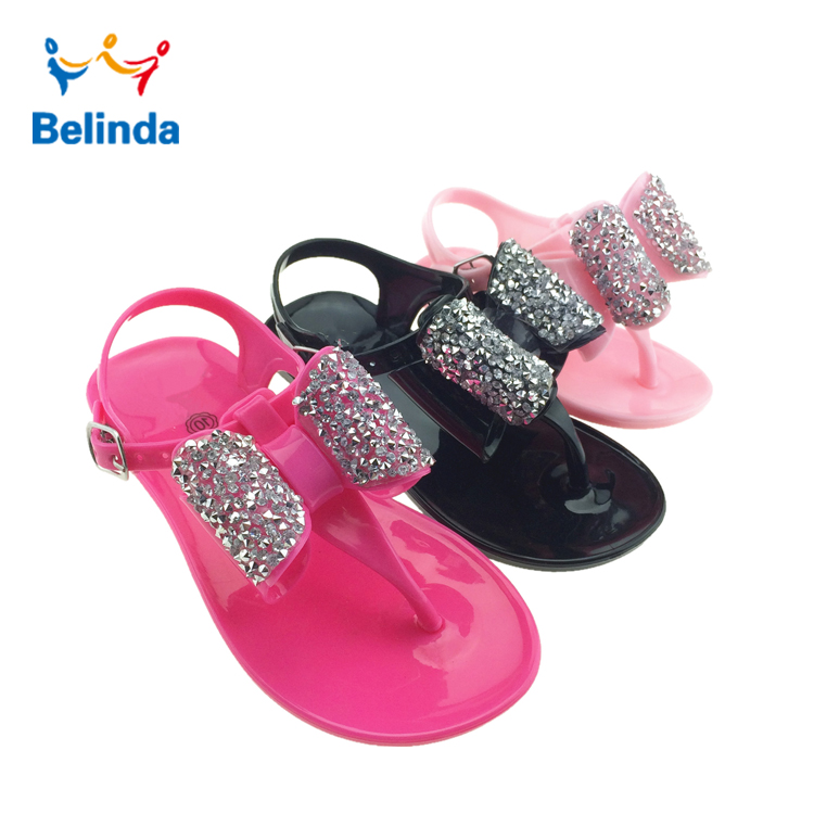 Оптовая продажа, симпатичные детские сандалии-желе из ПВХ на плоской подошве