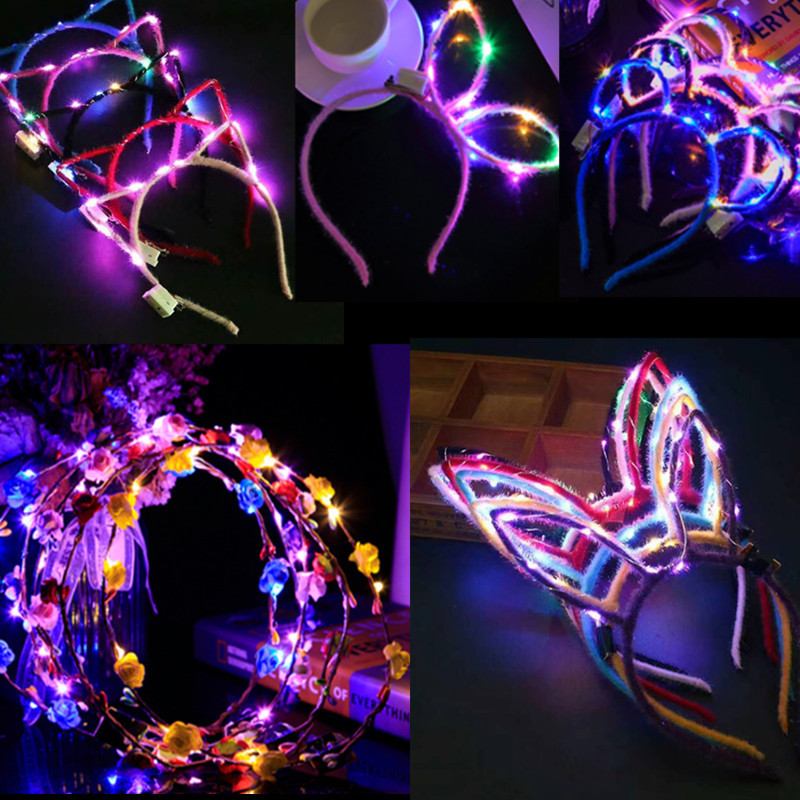 LED Light Up Bunny Rabbit Ears Glasses Easter Flashing Glow Kids Costume Shades
