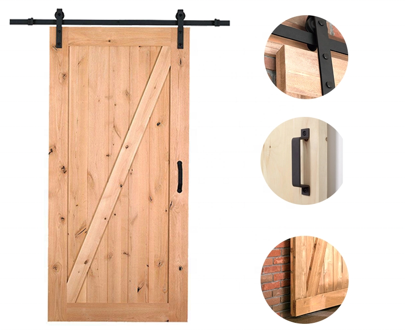 Bois joli Intérieur Moderne En Bois Massif Porte De Grange Coulissante Avec Quincaillerie En Acier Ensemble