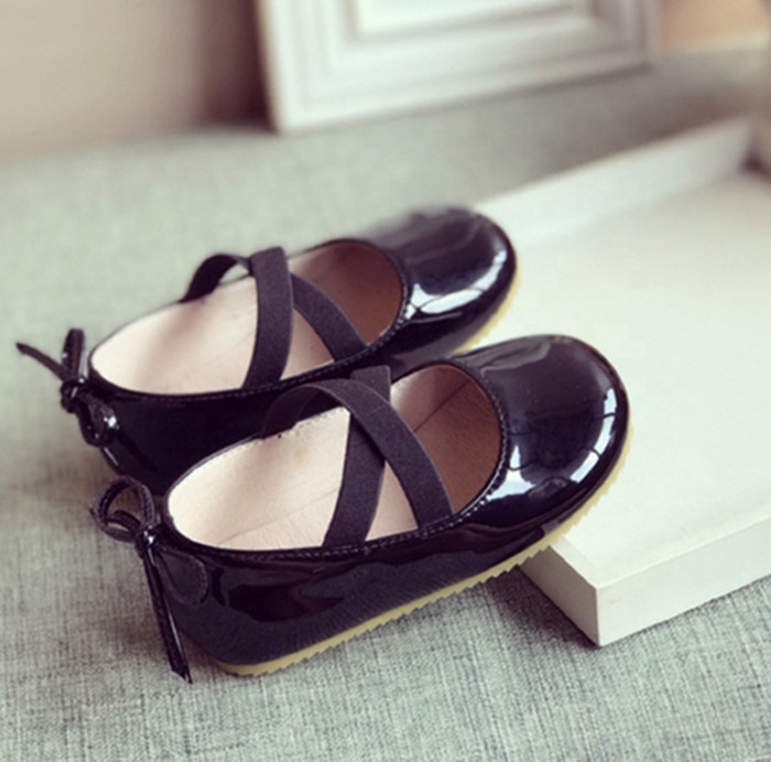 2019 Fashion Baby Kids Patent Leather Princess Bow Prewalker Dress Flat Shoes