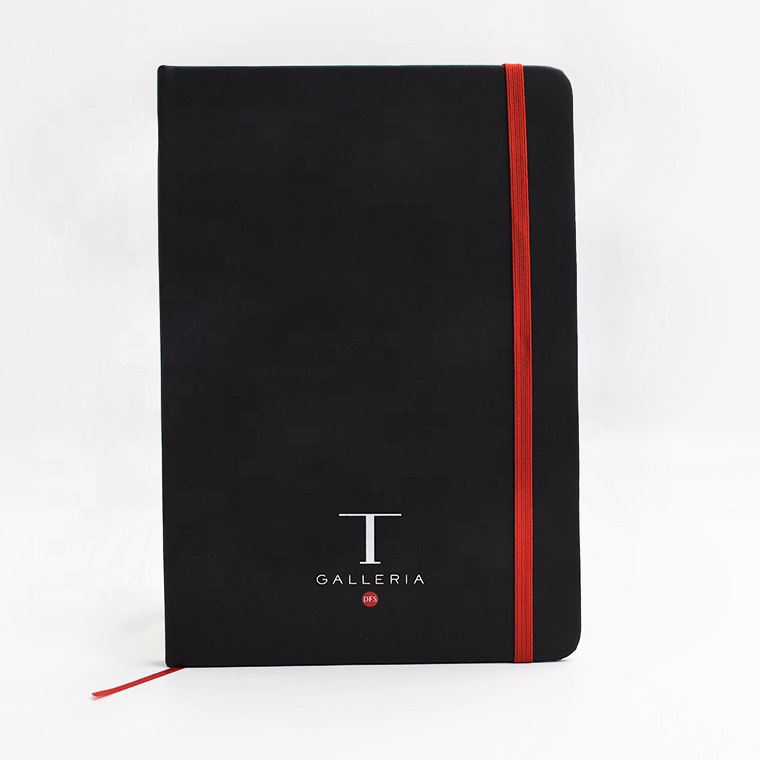 Черный блокнот в мягкой обложке с индивидуальным принтом и логотипом/Высококачественный кожаный дневник/Планировщик/Журнал с резинкой в подарок