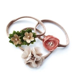 Cute Baby Ribbon Lace Flower Headband Newborn Baby Girl Headbands Elastic Hairband Cute Flower Hair Decoration 3pcs/set