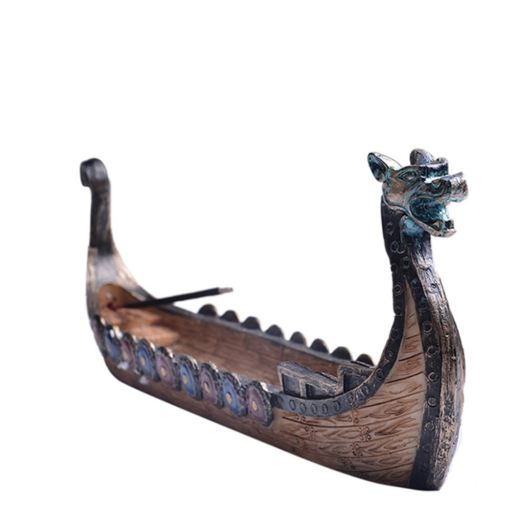 Multi-colored Home-n-Gifts 12-inch Scary Grim Reaper in Fishing Boat of Skulls Incense Holder