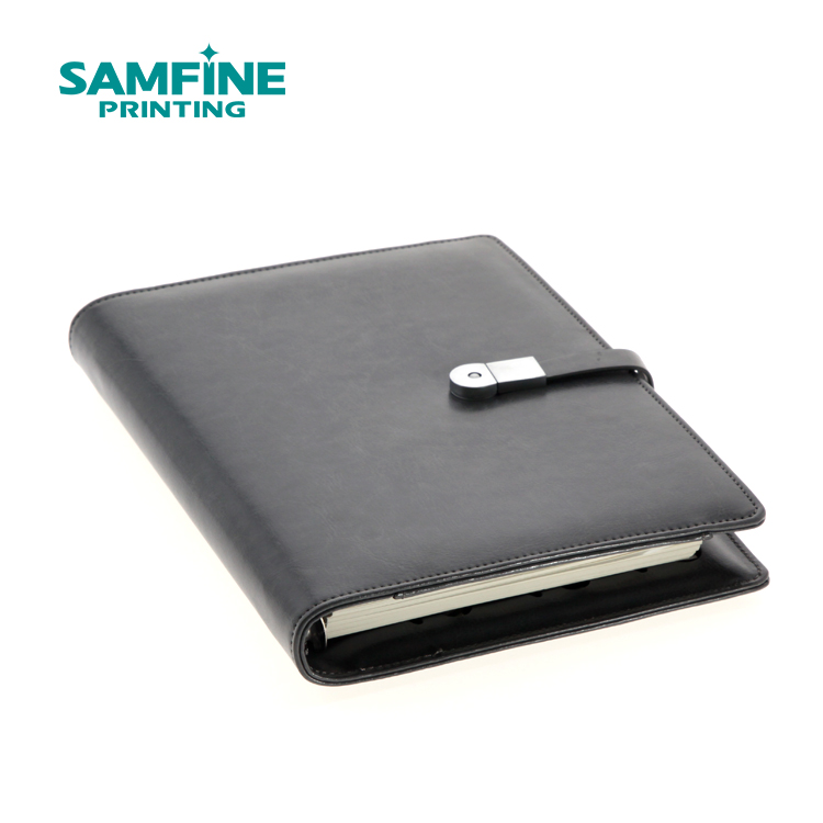 PU leather cover pocket with calculator and card holder inside business notebook gift