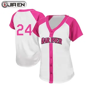 pink and white baseball jersey