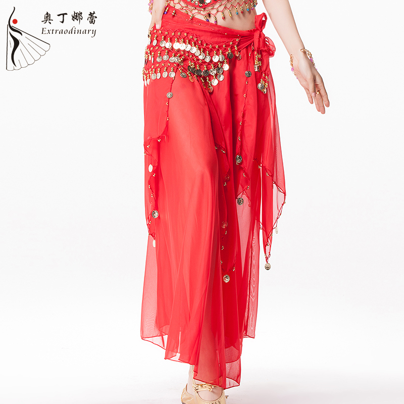 Chiffon Ruffle Slit Skirts Full Circle Tribal Belly Dance Club Gypsy Flamenco
