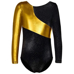 Professional Girls Gymnastics Leotards Shiny Print Leotard Move Dancewear Long Sleeve Leotard