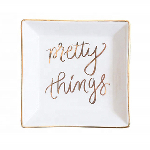 Necklace Ring Earring Trinket Ceramic Square Jewelry Dish