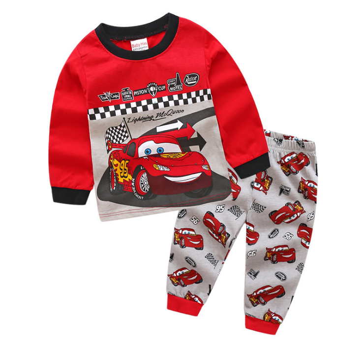 Хлопковая пижама для мальчиков с мультяшными принтами машин