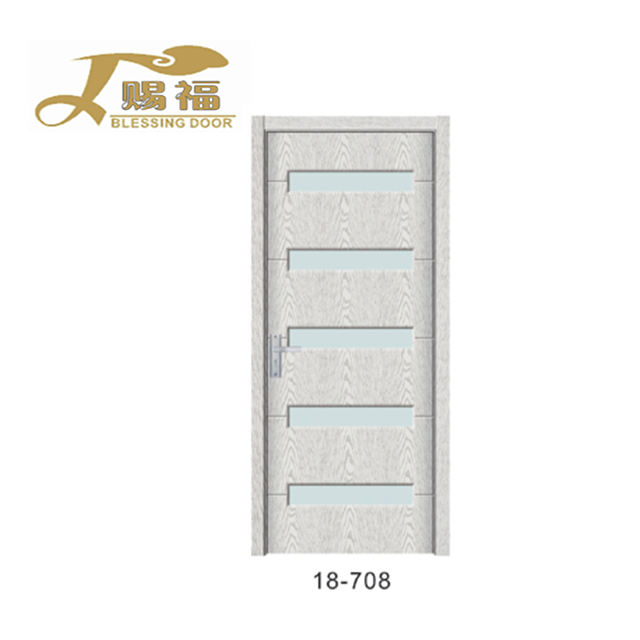 Kualitas Kayu Framed Tempered Kaca Kantor Pintu Masuk