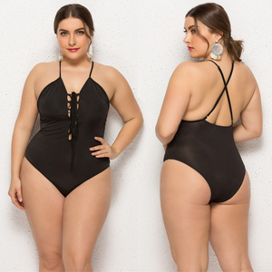 One piece fat women wearing plus size swimwear bikini