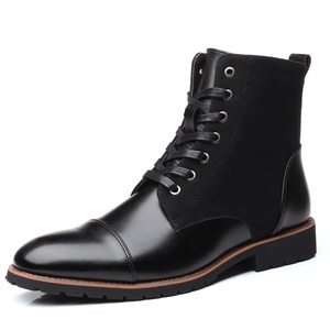 Men Casual Perforated Vegan Leather High-Top Wing tip Brogue Western Derby Dress Boots Oxfords Dress Ankle Boots