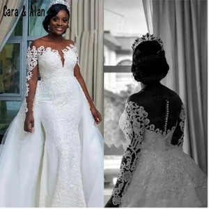 ZH1129B White Lace Applique Plus Size Wedding Dresses elegant Princess Ball Gown back Bridal Gowns