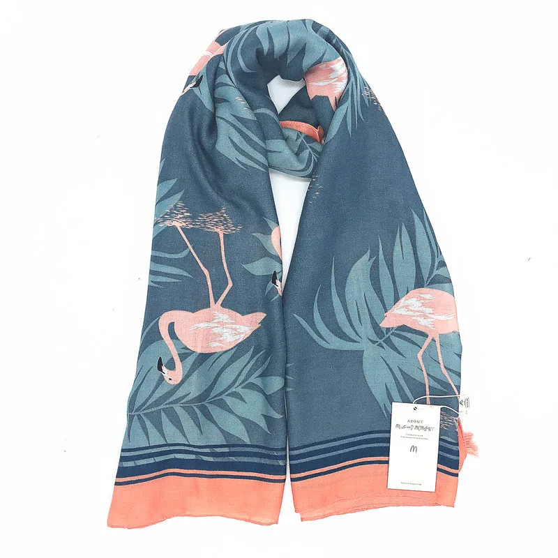 Женский шарф с принтом фламинго, сезон весна-лето 2019