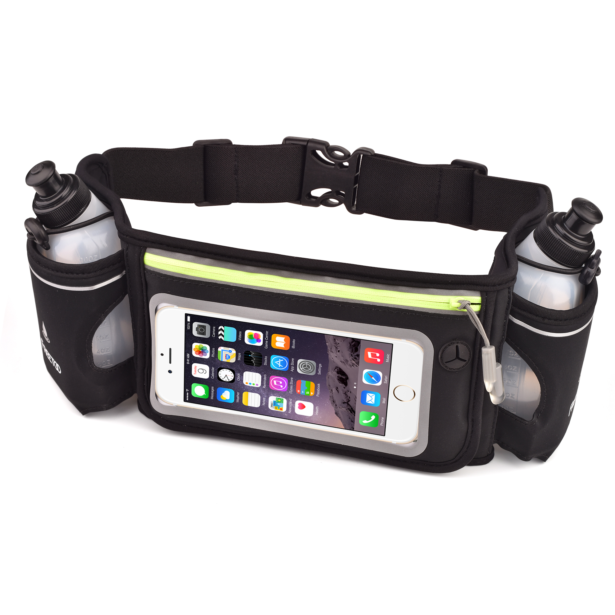 Running two bottle waist pack hydration running belt with bottle holder