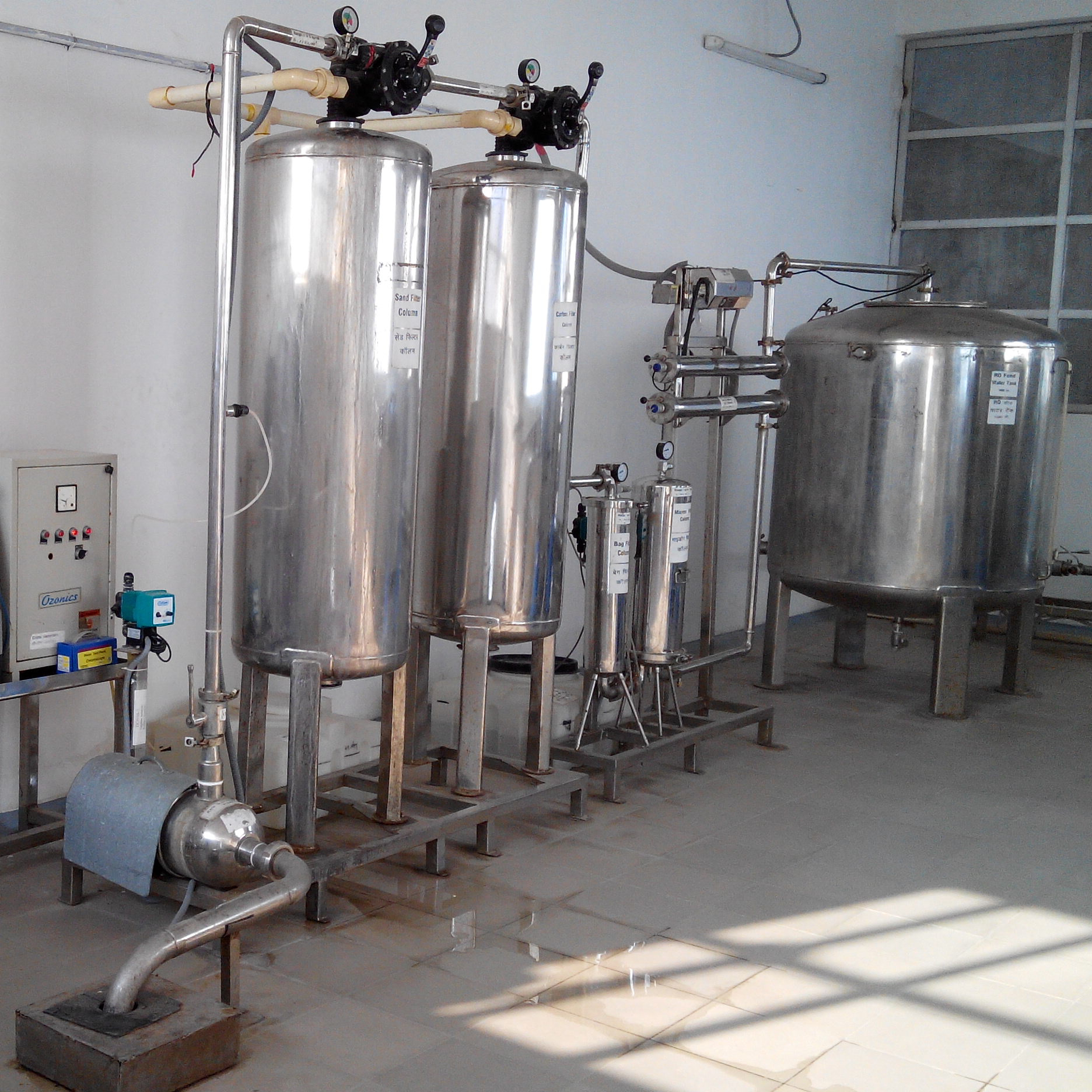 Санитарный комплекс для очистки минеральной воды из нержавеющей стали