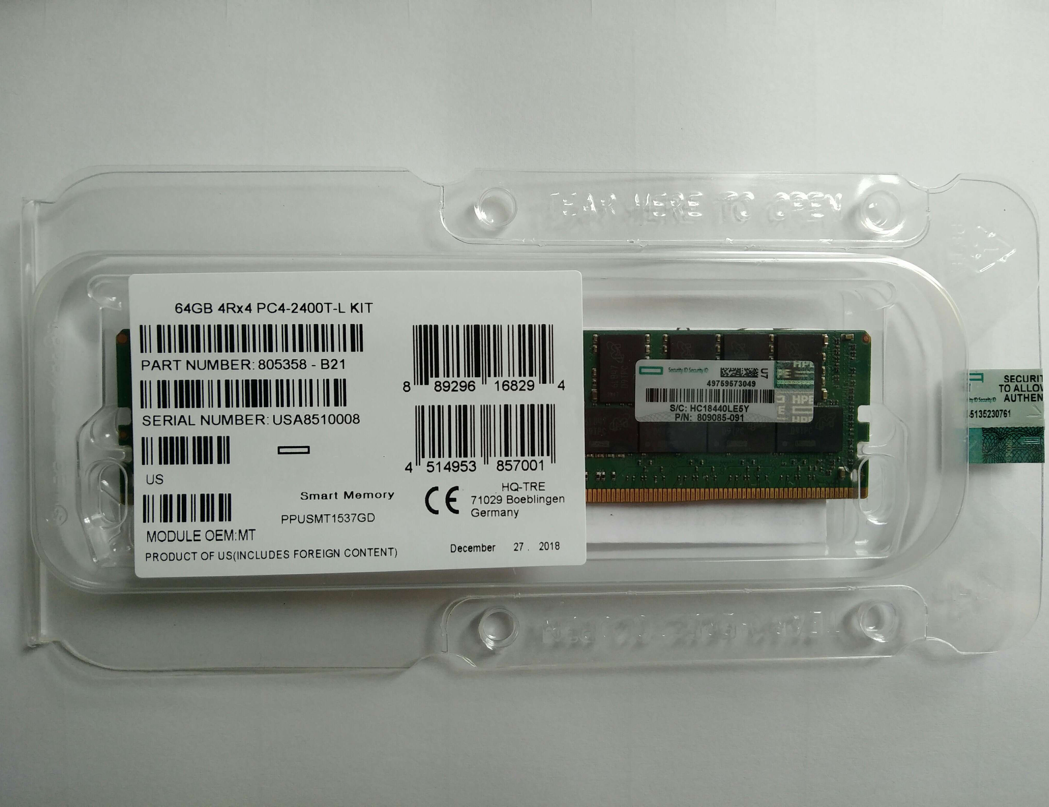 809081-081 HP 16GB 2RX4 PC4-2400T DDR4 2400MHZ MEMORY 836220-B21 846740-001