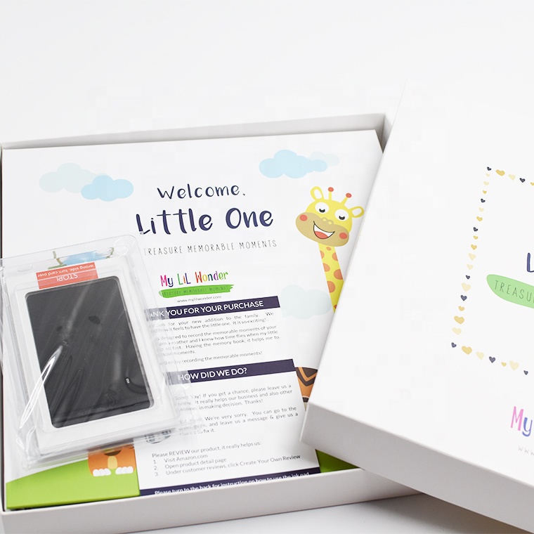 Индивидуальные удивительные Mordern/стильный/элегантный ребенок памяти книга с ящиком для хранения и inkpad