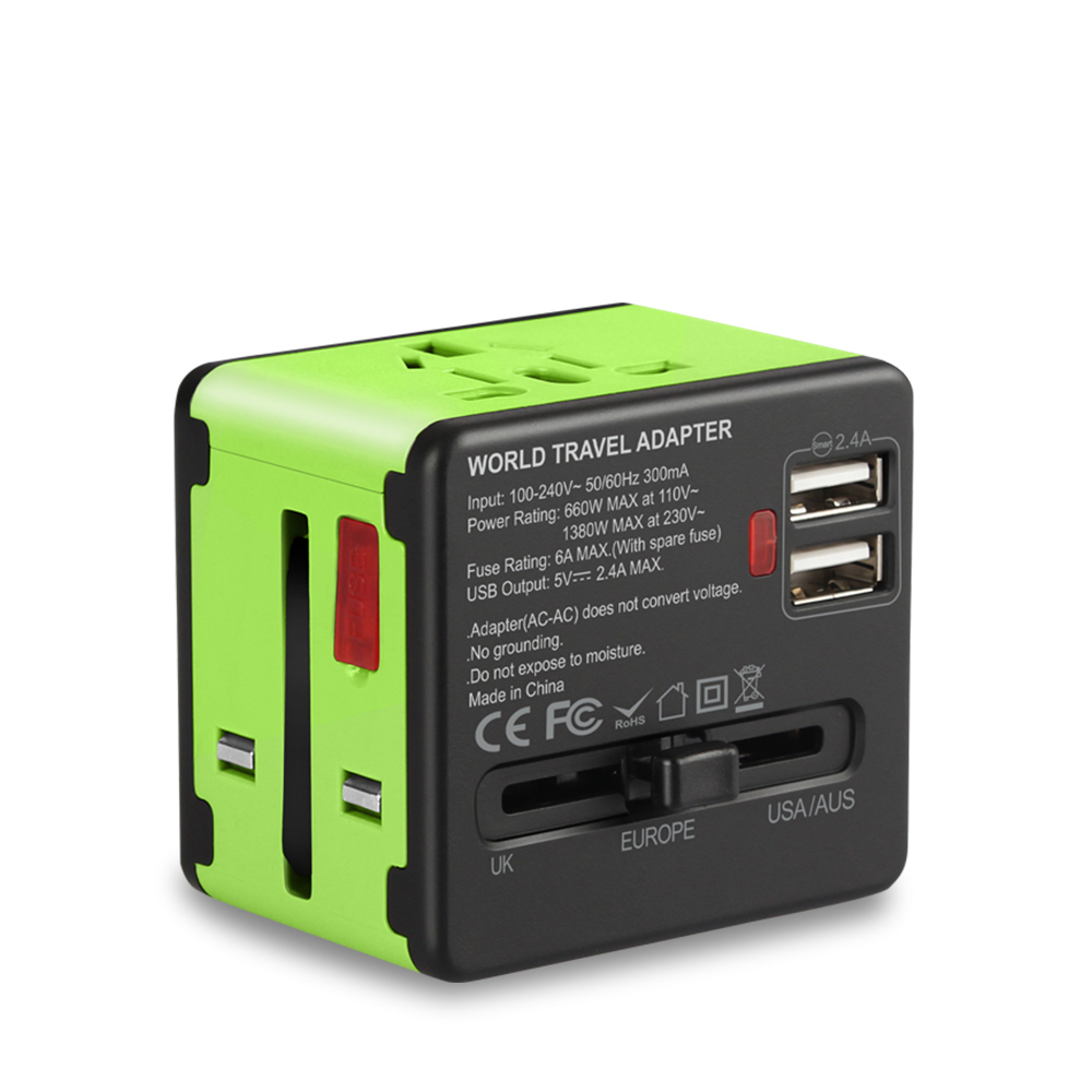 Gift Electronic gadgets travel adapter power adaptor multi plugs socket outlet 2 USB 2500mA wall charger UK EU USA