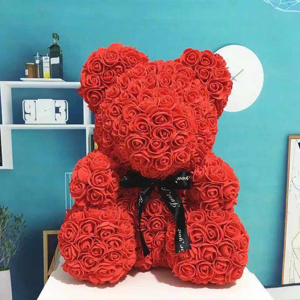 мишка из цветов. медведь из роз. мишка из роз 3d 40см (красный). Teddy bear из роз. мишка из роз.