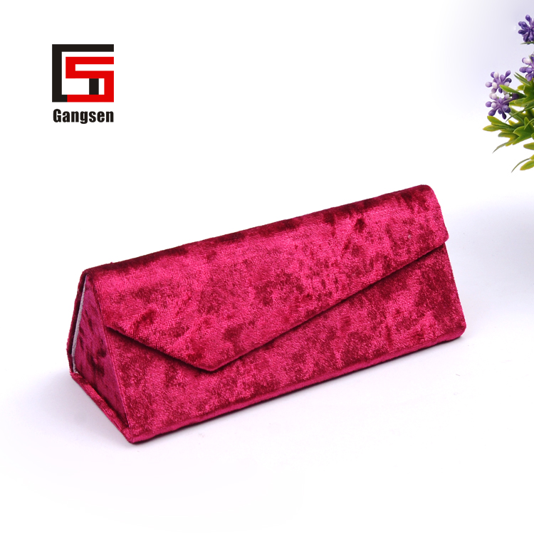 Moda mão-folding virar caso óculos para as mulheres de veludo