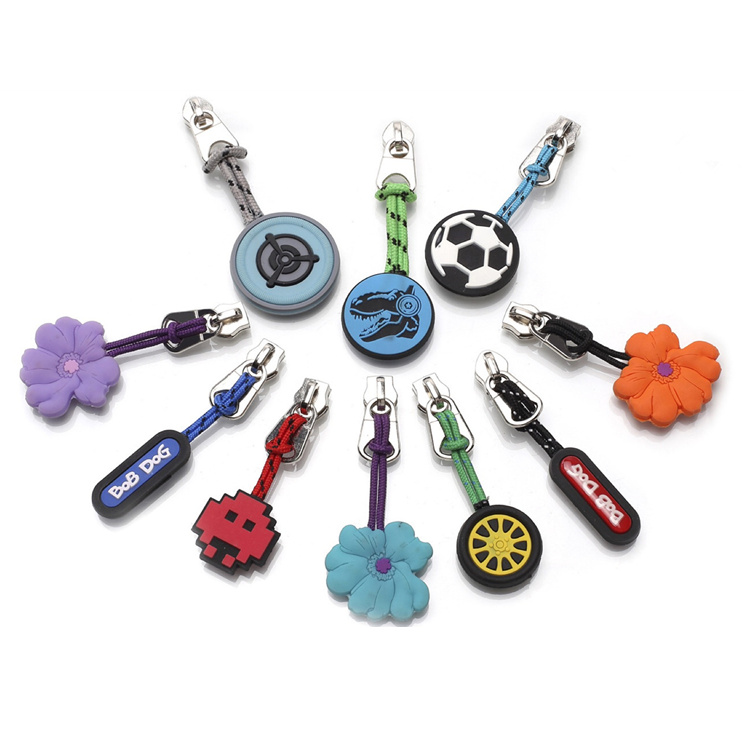 Хорошее качество, новый дизайн, индивидуальные тисненые 3D логотипы, мягкие ПВХ резиновые застежки-молнии для одежды, слайдер на молнии