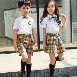 Y901 Kindergarten Short Sleeves Shirts With Shorts/Skirts Primary School Uniforms