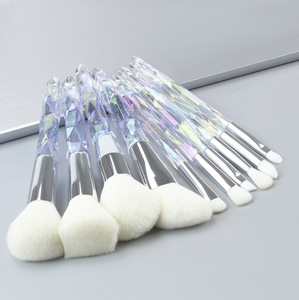 2019 Hot Selling 10pcs Pieces Crystal Makeup Brushes Transparent Diamond Crystal Handle Makeup Brush Set